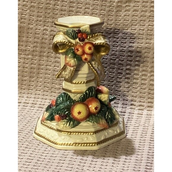 Fitz & Floyd Christmas "SNOWY WOODS" CANDLE STICK 5" ~ Replacement Piece - Picture 1 of 12